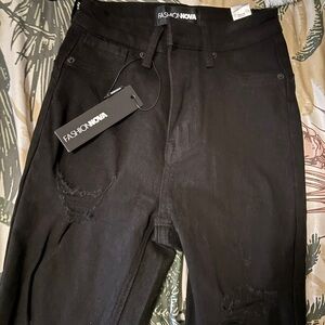 Fashion Nova Black Distressed Jeans